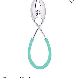 Bugatti Italy Kiss Stainless Steel and Turquoise Kiss Salad Server.